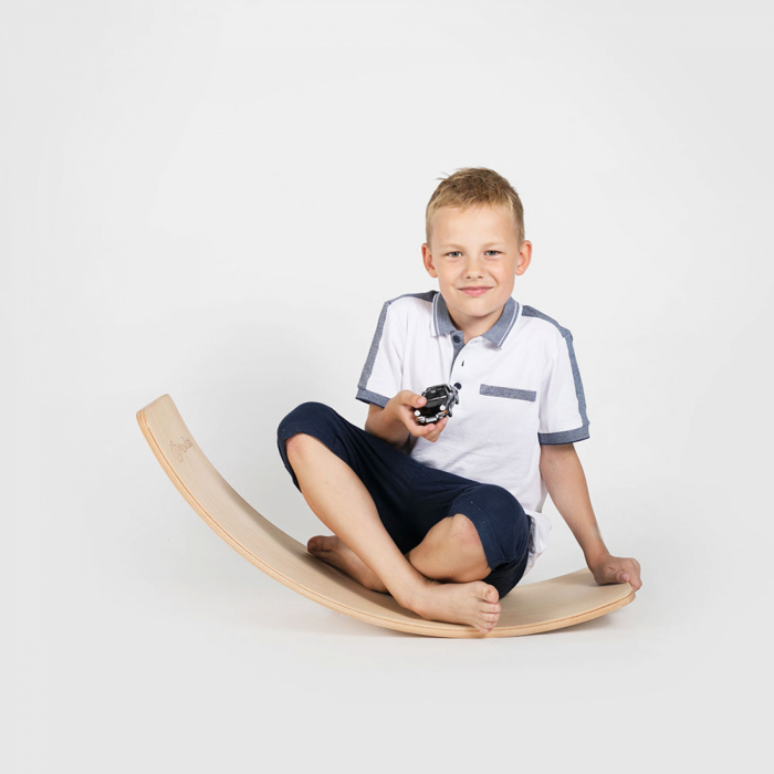 Balance board - Placa de echilibru din lemn natur pentru copii, MeowBaby® [17]