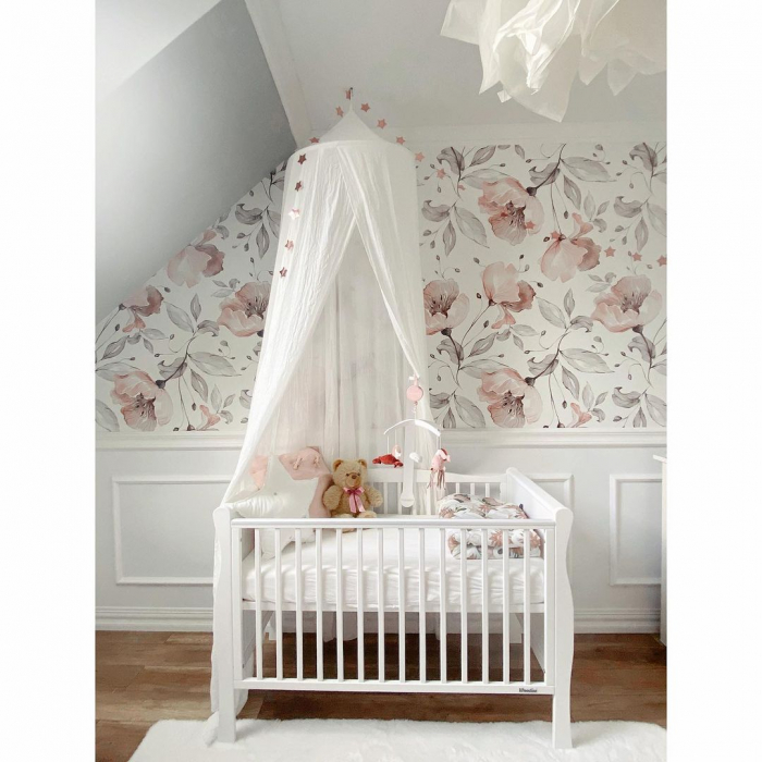 Patut din lemn pentru bebe, inaltime saltea reglabila, Noble Alb 120x60 cm [8]