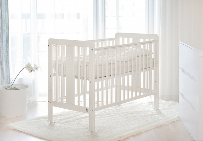 Patut din lemn pentru bebe, inaltime saltea reglabila, Star Baby Alb 120x60 cm [21]