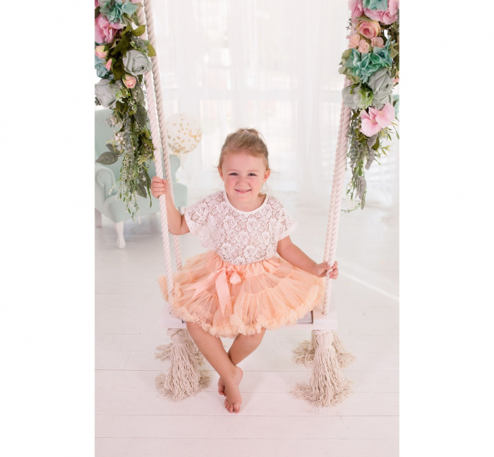 Leagan din lemn si spuma pentru copii WoodSwing by BabySteps, Catifea Velvet Grey [2]