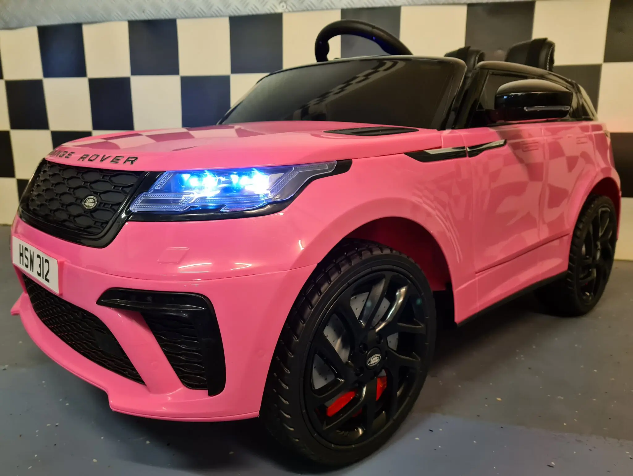 Mașinuță Electrică Copii Range Rover Velar 12V, Telecomandă 2.4G, Șa Piele, Centură 5 Puncte, Roz [5]