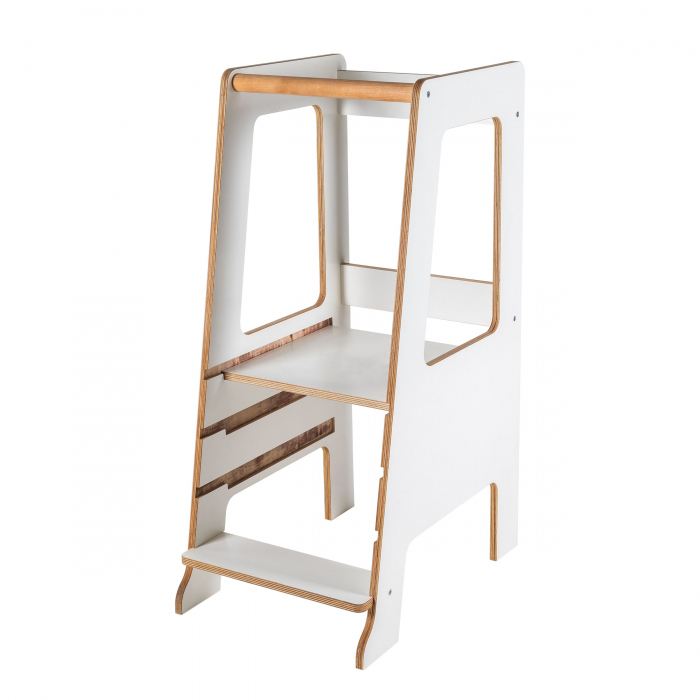 Turn de invatare ajustabil, Learning Tower, Ajutor de bucatarie MeowBaby® Scandi, Alb [3]