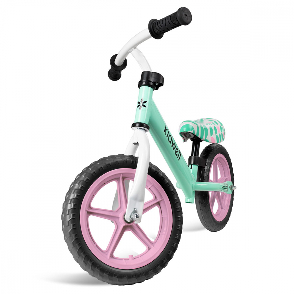 Bicicleta de echilibru fara pedale pentru copii, reglabila si roti late Eva de 12", Rebel Mint, Kidwell [2]