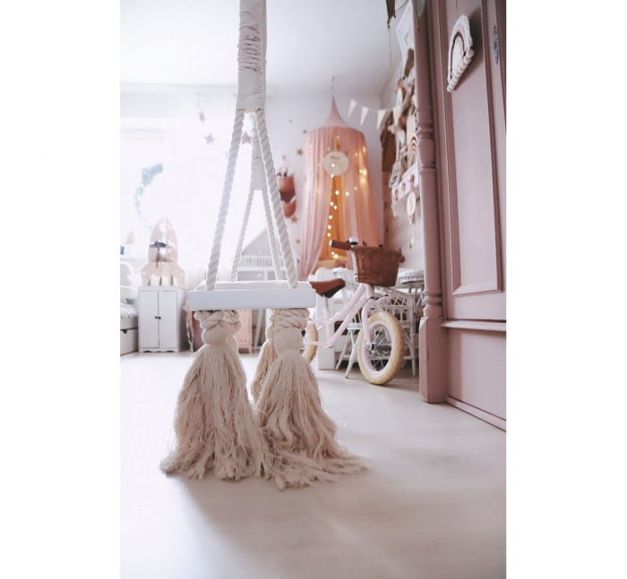 Leagan din lemn si spuma pentru copii WoodSwing by BabySteps, Catifea Velvet Grey [6]