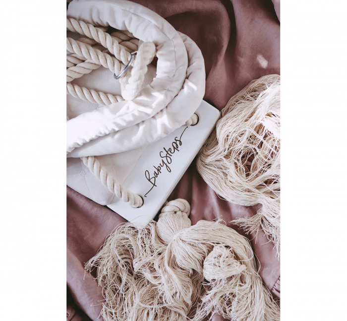 Leagan din lemn si spuma pentru copii WoodSwing by BabySteps, Catifea Velvet Grey [8]