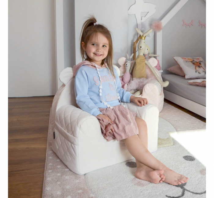 Fotoliu pentru copii cu spatar, catifea Velvet Ursulet Teddy Beige [2]