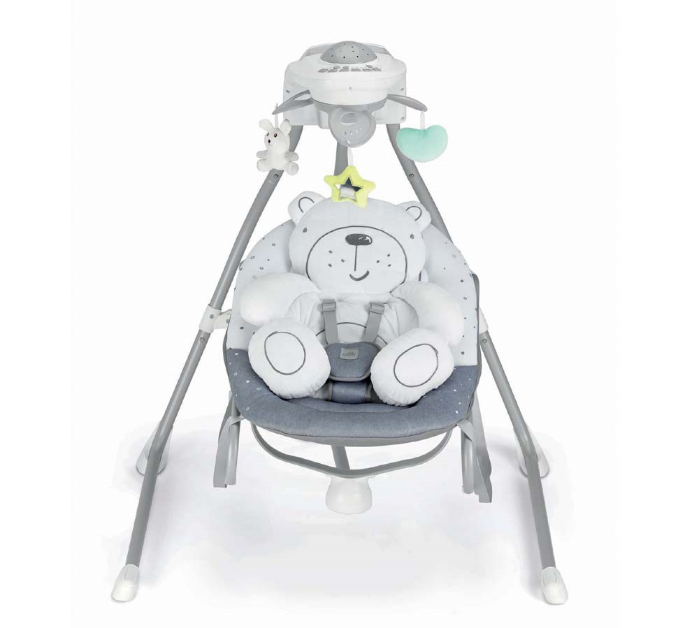 Balansoar si scaun 2 in 1 cu melodii si sunete, 4 viteze pentru leganare bebe, proiector de lumina, Orso Luna [3]