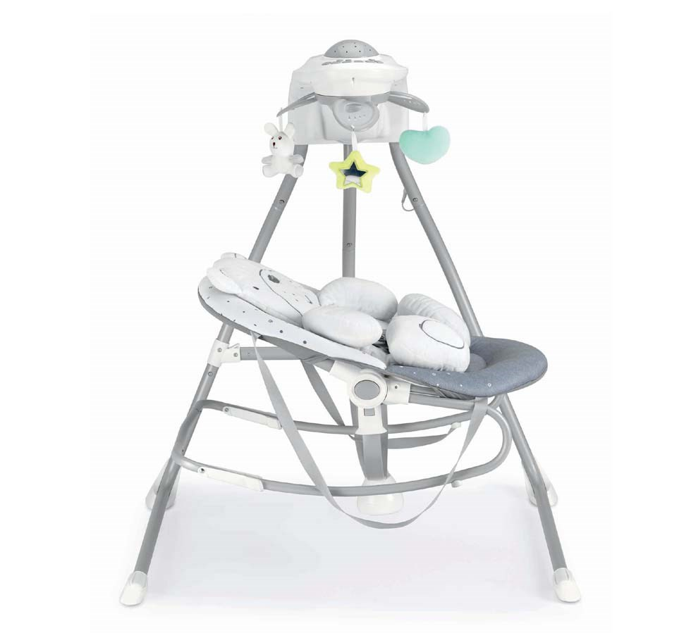 Balansoar si scaun 2 in 1 cu melodii si sunete, 4 viteze pentru leganare bebe, proiector de lumina, Orso Grigio [4]