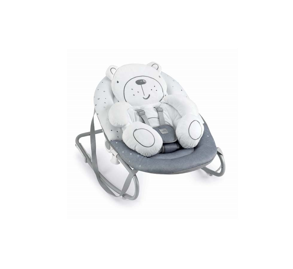 Balansoar si scaun 2 in 1 cu melodii si sunete, 4 viteze pentru leganare bebe, proiector de lumina, Orso Grigio [2]