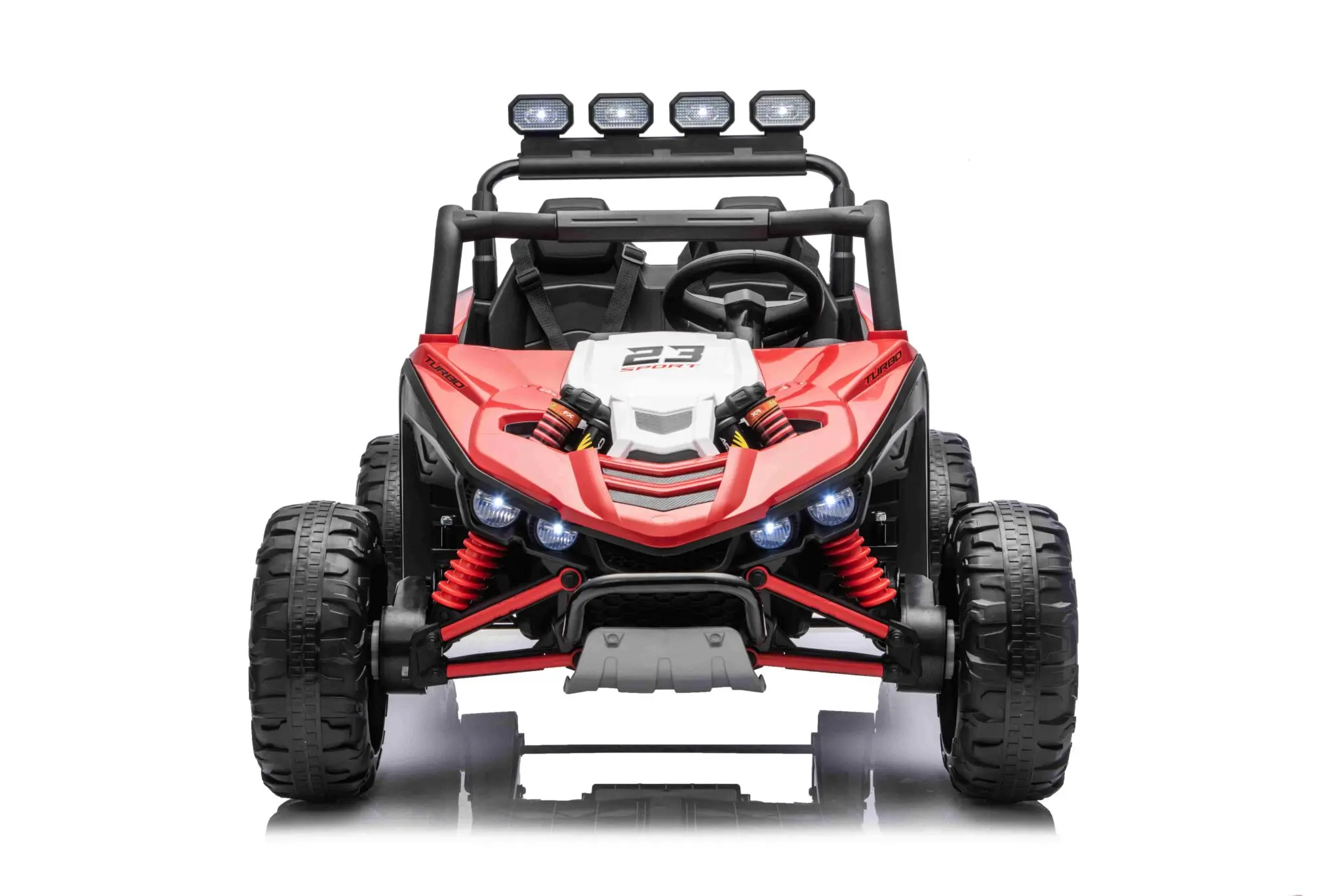 Buggy Electric 2 Locuri Patrol 24V Roșu – 2 Motoare 400W, Girofar LED, Bluetooth, Suspensii, Centură 3 Puncte | Max. 50 kg [5]