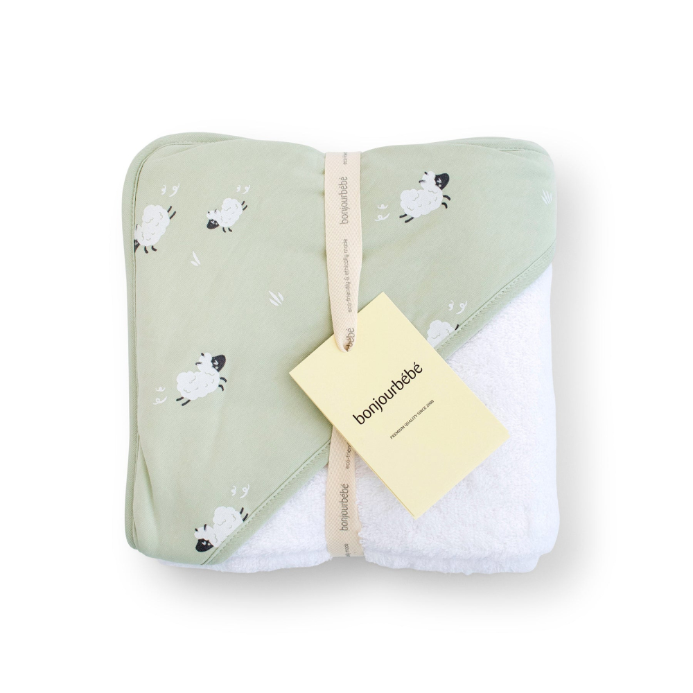 Prosop baie cu glugă bebeluși 0-5 ani – bumbac certificat OEKO-TEX®, 100x100 cm, Funny Farm [2]