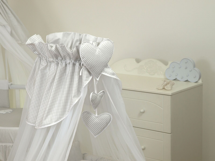 AMY - Baldachin din tul, Bear Heart Gri, Suport de prindere inclus, 600x160 cm [3]