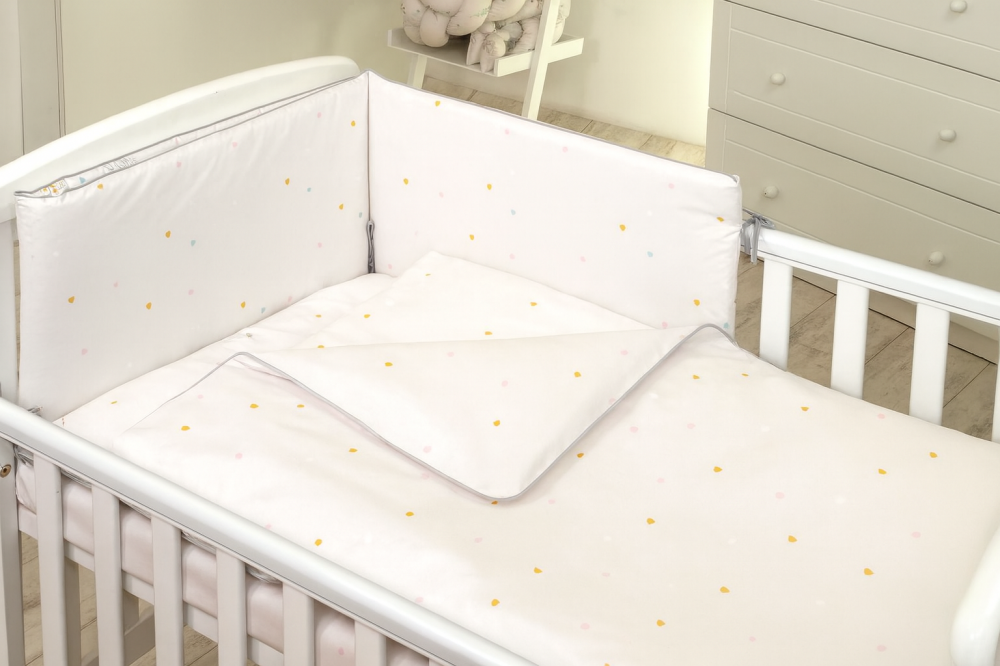 AMY - Lenjerie 3 piese Cu protectie laterala Airy din Bumbac,120x60 cm, Bej [1]