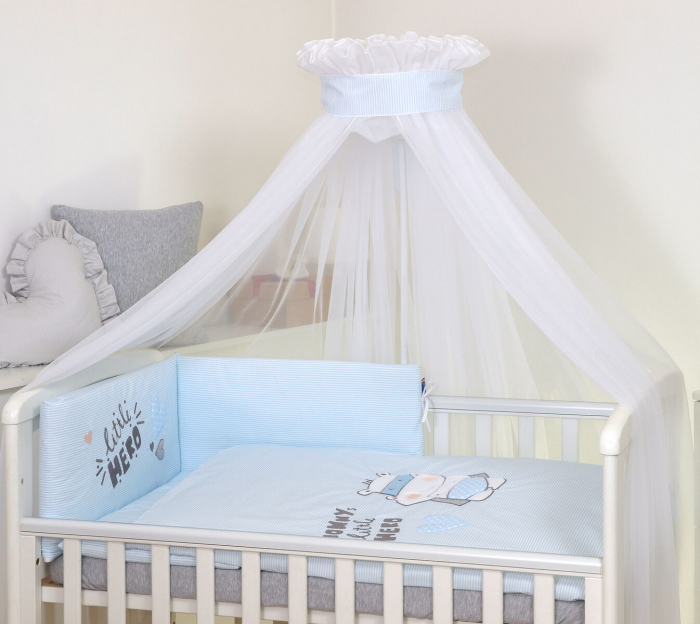 AMY - Lenjerie 3 piese Cu protectie laterala Little Hero din Bumbac, 120x60 cm, Blue [4]
