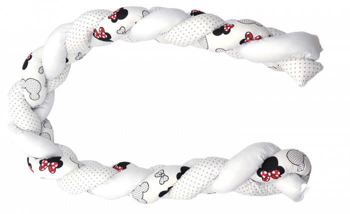 Aparatoare laterala pat Bumper impletit, inchidere velcro, Bumbac Miki, 180X21 cm [3]