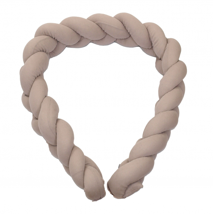 Aparatoare laterala pat Bumper impletit cu inchidere velcro, Bumbac Tricot Bej, 180x21 cm [3]