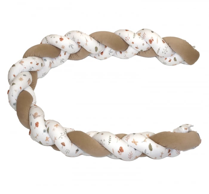 Aparatoare laterala pat Bumper impletit, inchidere velcro, Bumbac Comori din natura, Bej 180X21 cm [8]
