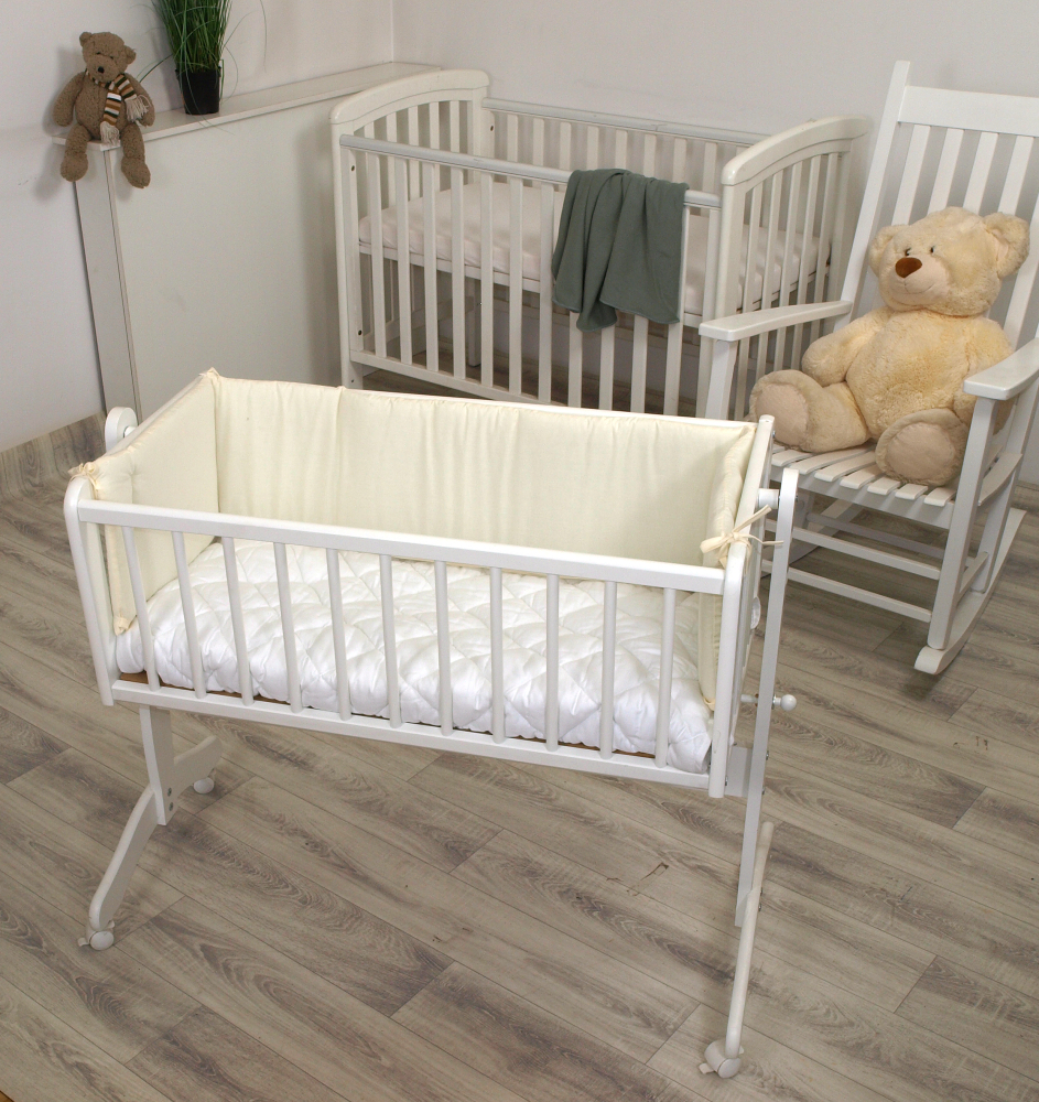 Apărătoare pătuț 90x40 cm, 170 cm, BabySoft hipoalergenică, bumbac 100%, model Cream| Protecție sigură și confort [2]