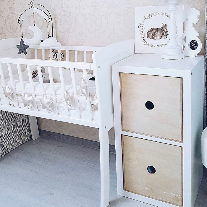 Patut mic, co-sleeping din lemn, Alb 90 x 40 cm [4]