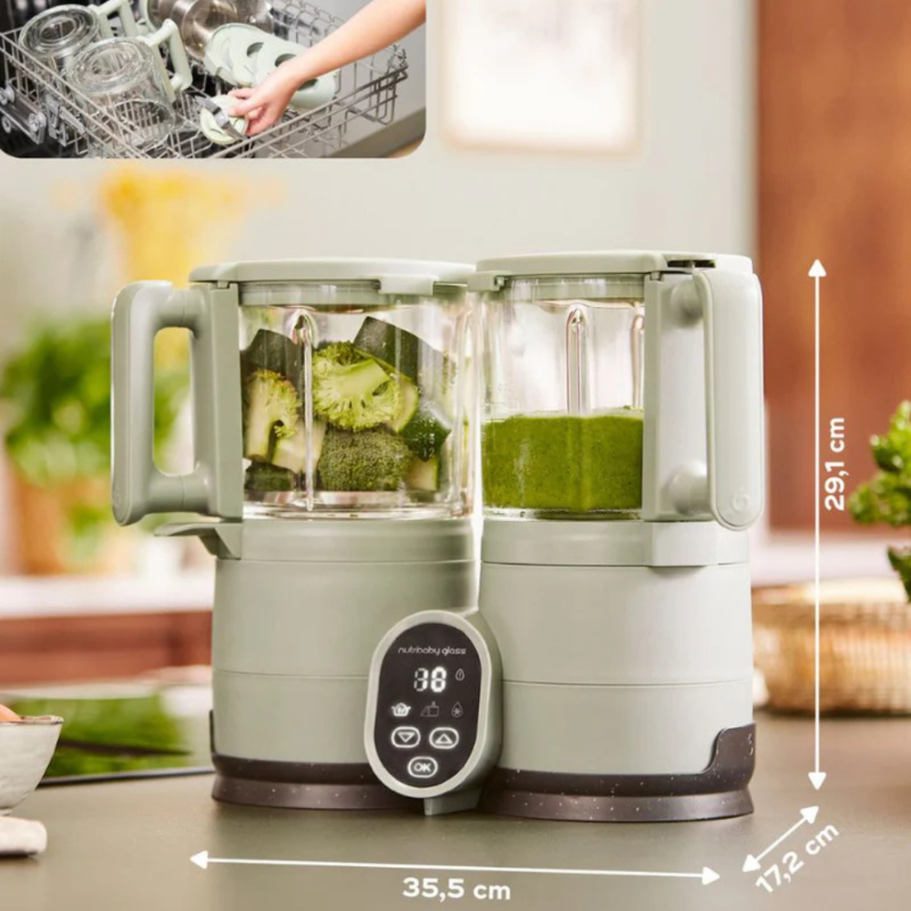 Babymoov - Robot multifunctional Nutribaby Glass 4 in 1 din sticla si otel inoxidabil Celadon Green [7]