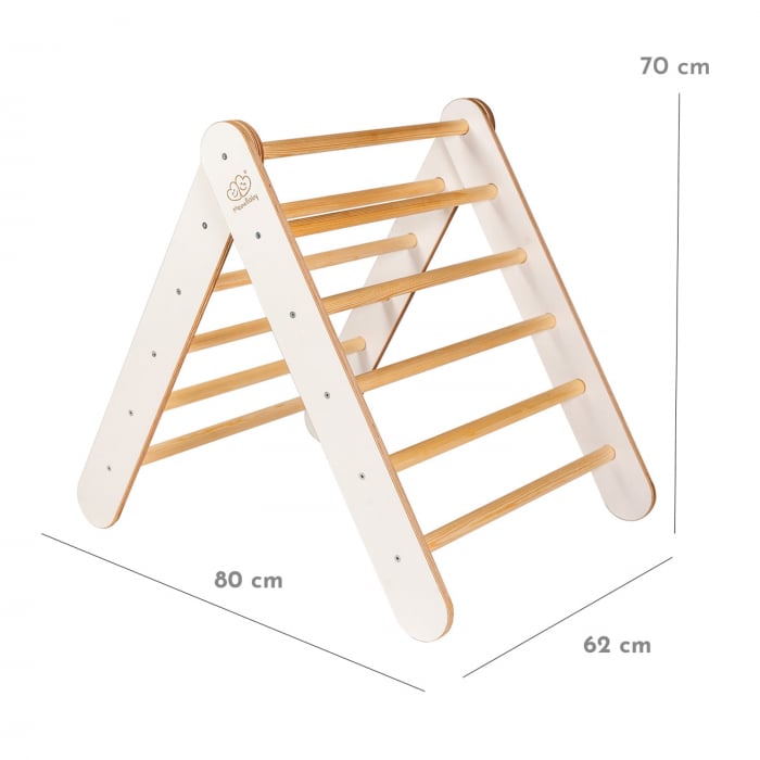 Scara din lemn pentru copii - Triunghi de catarare tip Pikler Montessori, Alb, MeowBaby® [5]