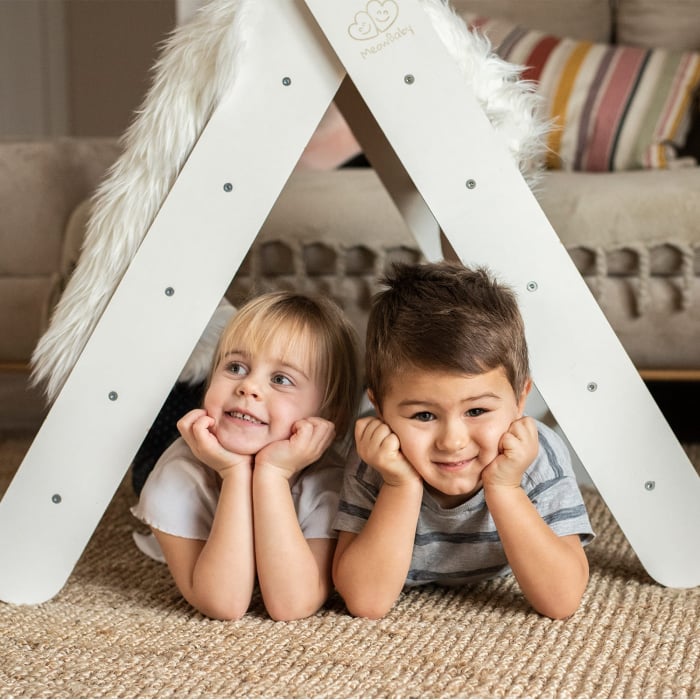Scara din lemn pentru copii - Triunghi de catarare tip Pikler Montessori, Alb, MeowBaby® [9]