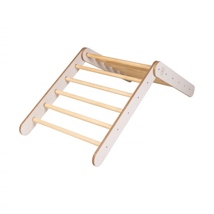 Scara din lemn pentru copii - Triunghi de catarare tip Pikler Montessori, Alb, MeowBaby® [3]