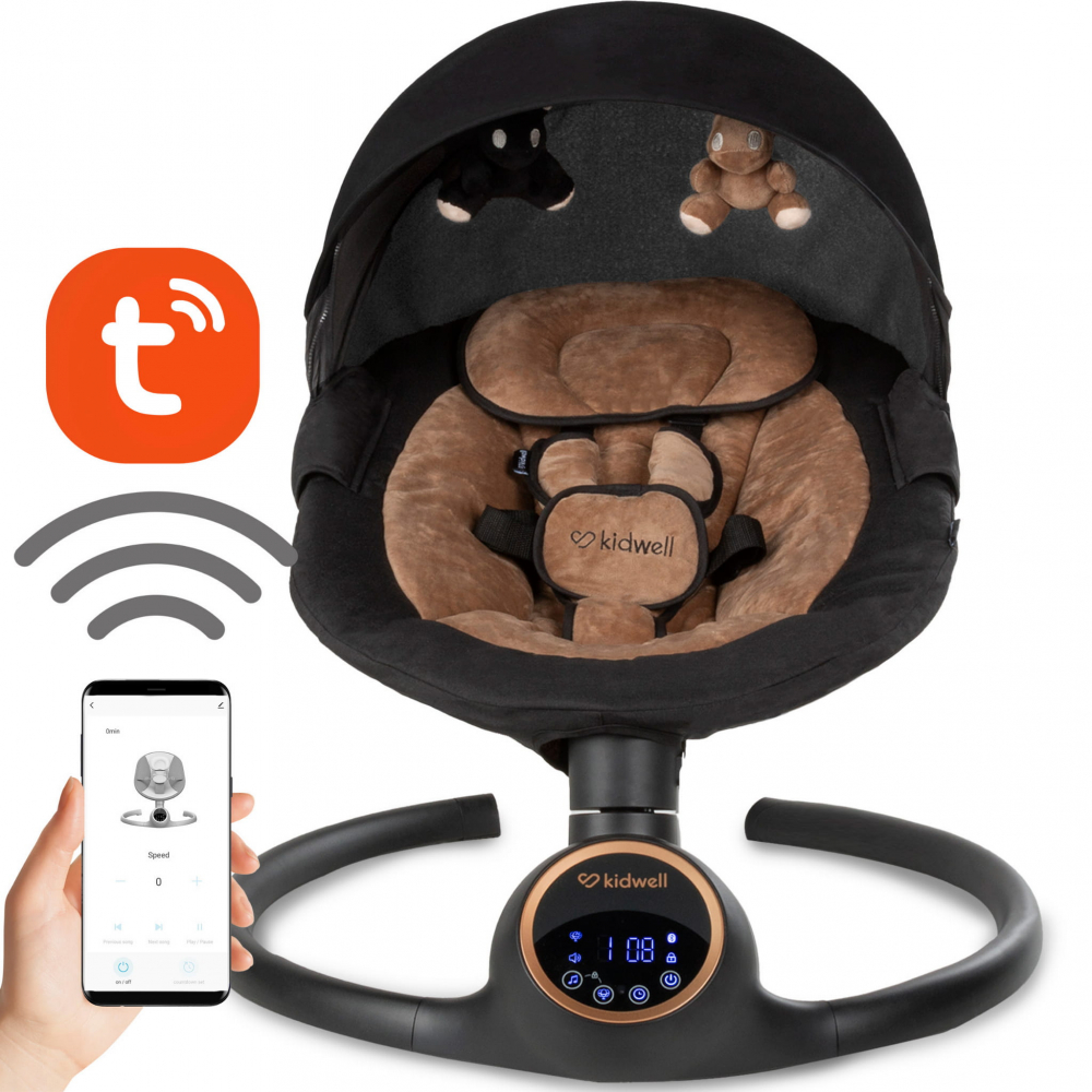 Balansoar leagan electric 2 în 1, Bluetooth,  REVE Negru/Auriu [1]