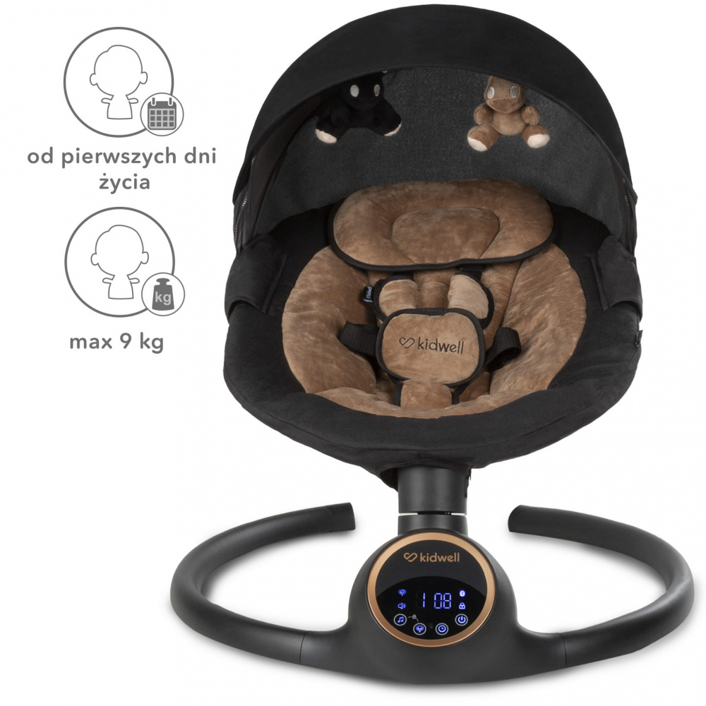 Balansoar leagan electric 2 în 1, Bluetooth,  REVE Negru/Auriu [9]