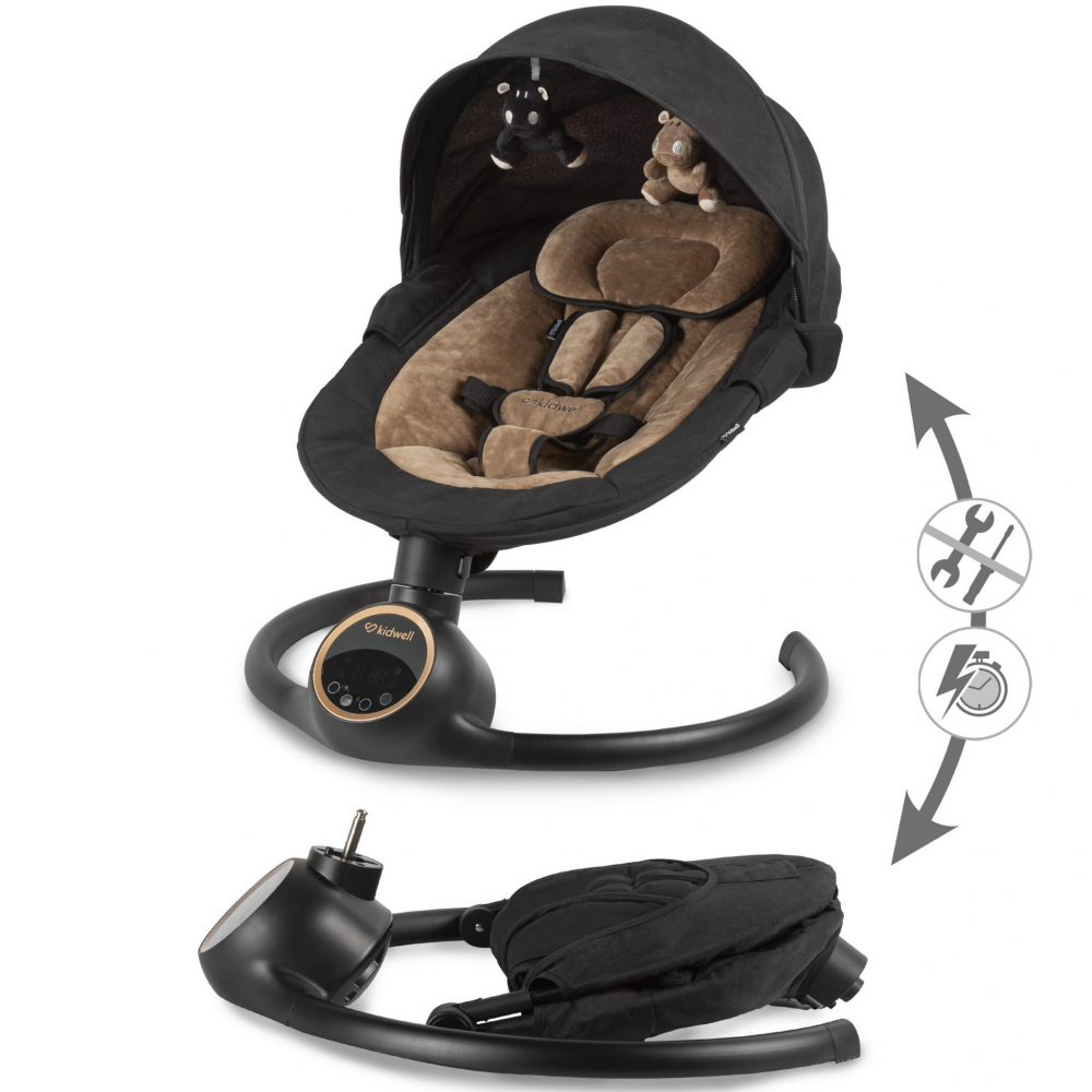 Balansoar leagan electric 2 în 1, Bluetooth,  REVE Negru/Auriu [10]