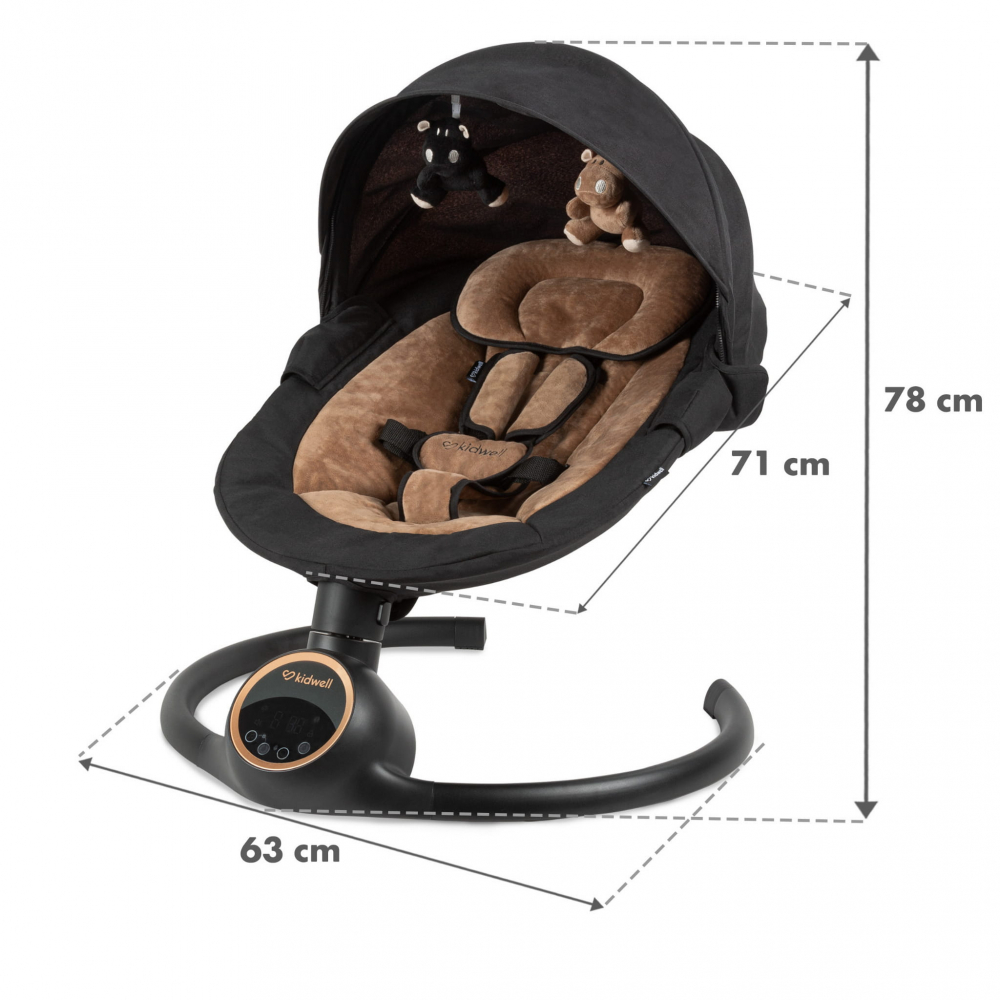 Balansoar leagan electric 2 în 1, Bluetooth,  REVE Negru/Auriu [8]
