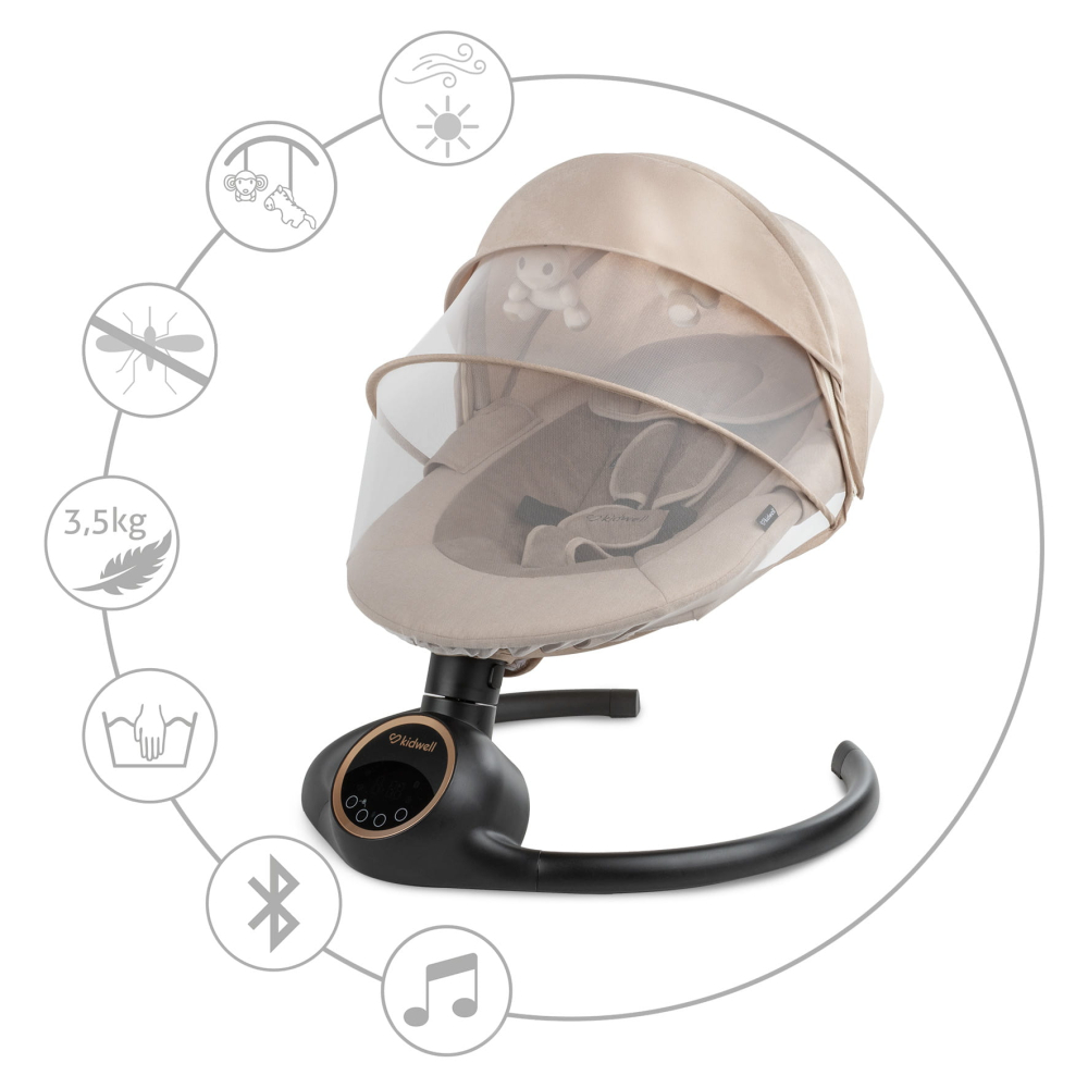 Balansoar leagan electric 2 în 1, Bluetooth,  REVE Bej/Auriu [7]