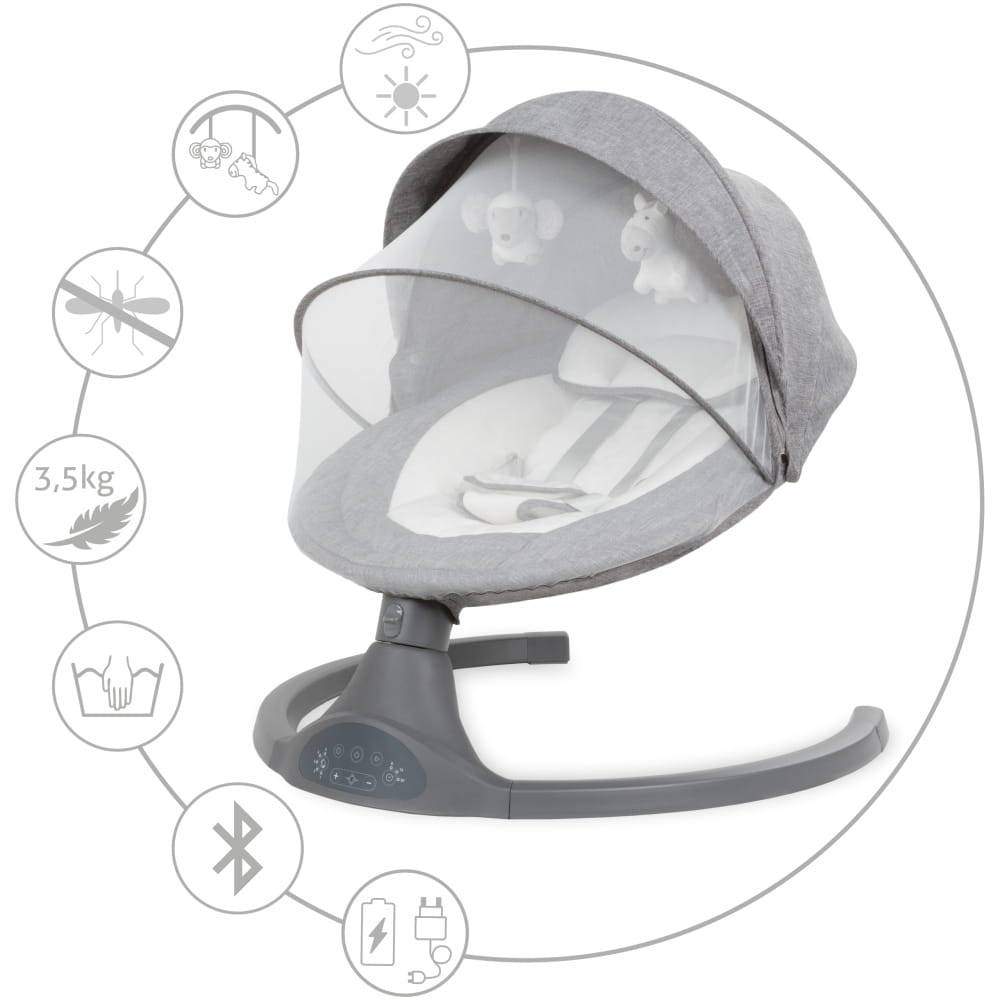 Balansoar leagan electric 2 în 1, Bluetooth, plasa insecte,  LUXI Dark Melange [6]