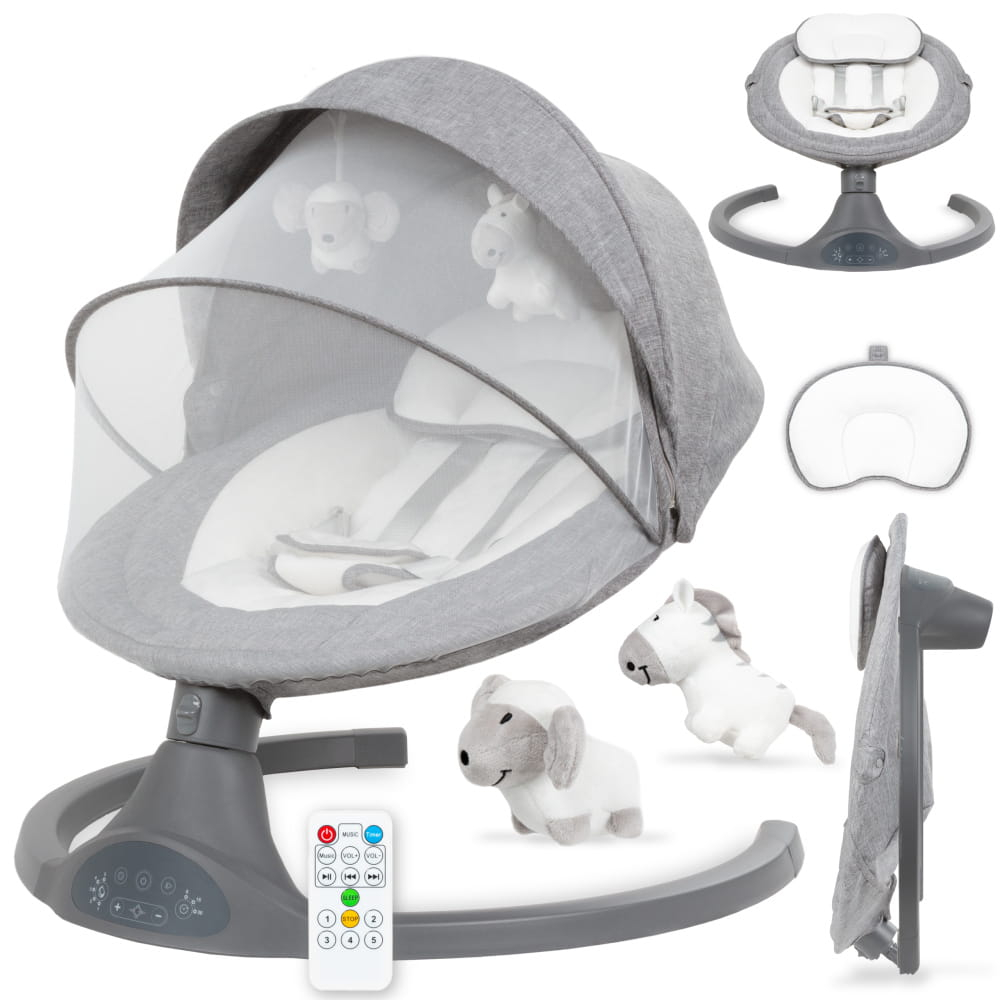 Balansoar leagan electric 2 în 1, Bluetooth, plasa insecte,  LUXI Dark Melange [8]