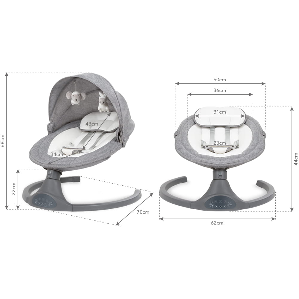 Balansoar leagan electric 2 în 1, Bluetooth, plasa insecte,  LUXI Dark Melange [7]