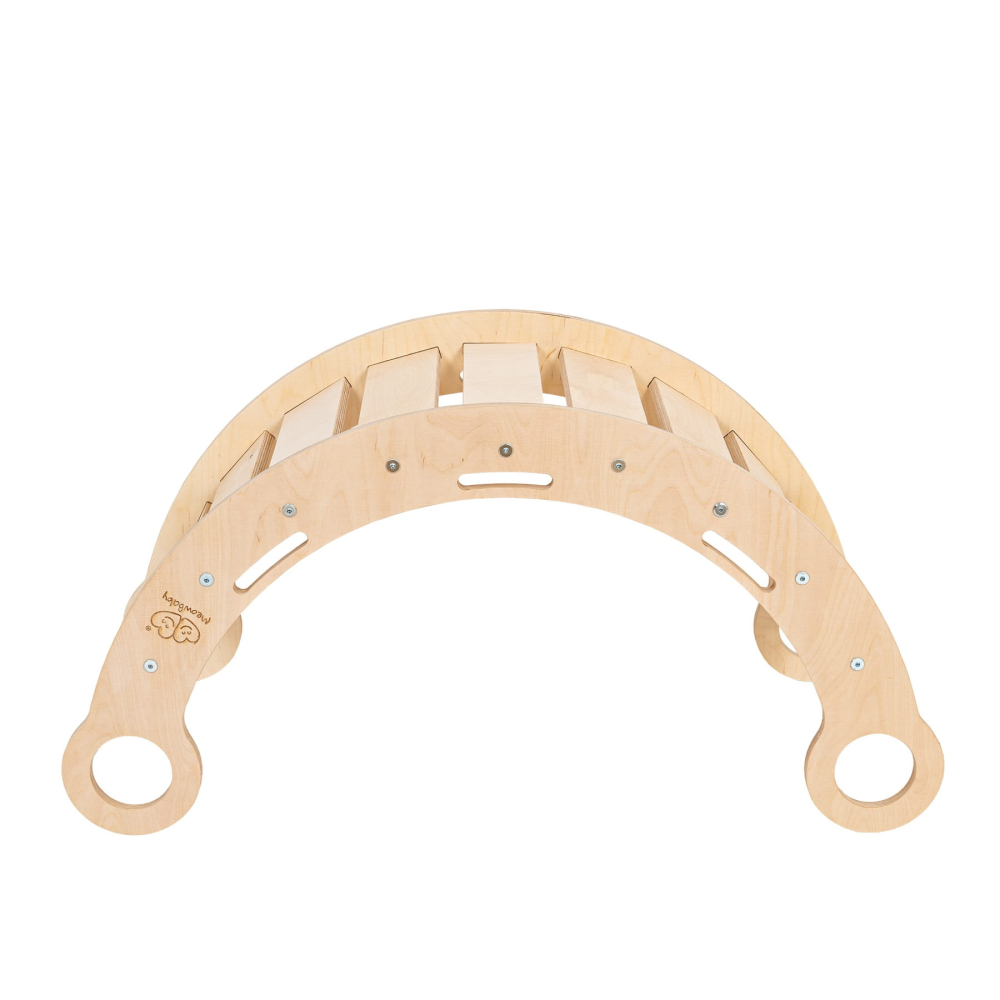 Balansoar Montessori din Lemn Dream Rocker MeowBaby – Mărime Mare, cu Pernă Bej, Multifuncțional Leagăn + Tunel + Scară | Placaj Lăcuit, Max 50kg [5]
