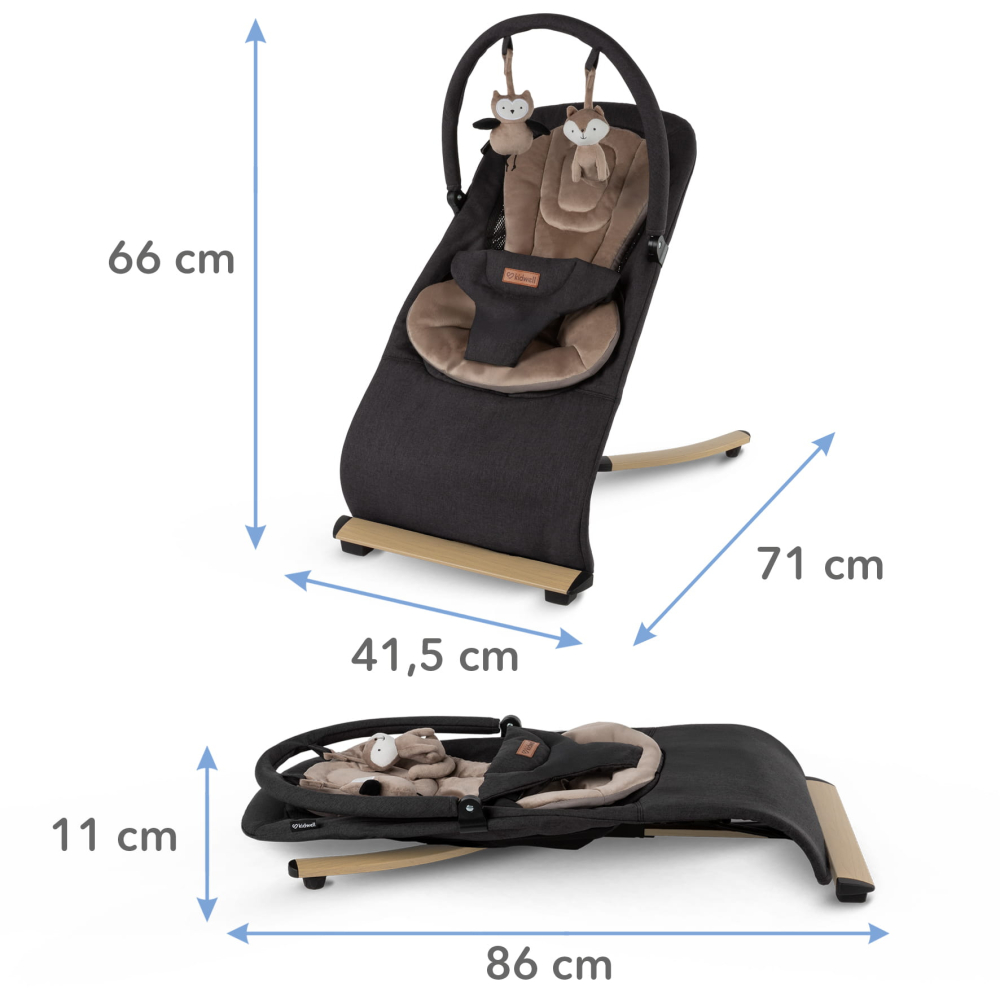 Balansoar pentru bebeluși Kidwell RUBI Gold/Negru – confort, siguranță și relaxare din primele zile [12]