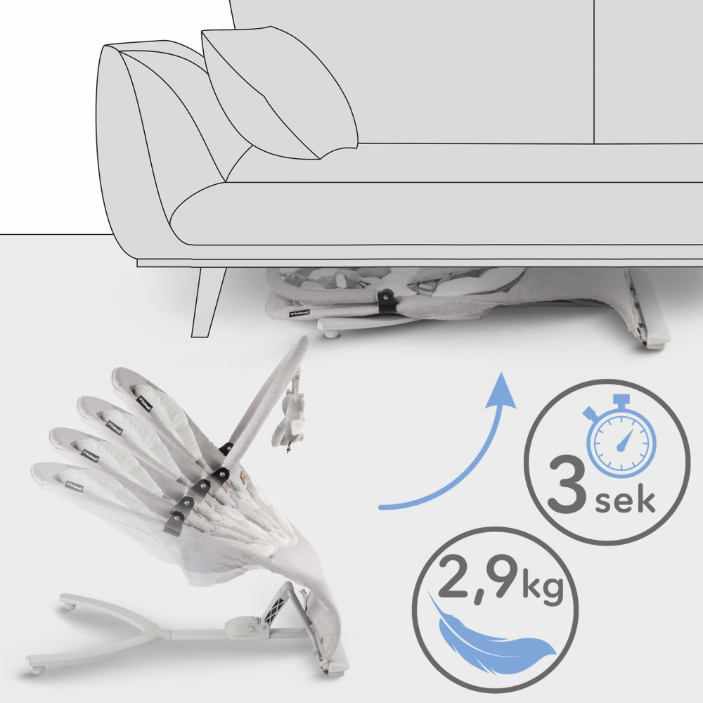 Balansoar pentru bebeluși Kidwell RUBI Gri/Alb – confort, siguranță și relaxare din primele zile [10]