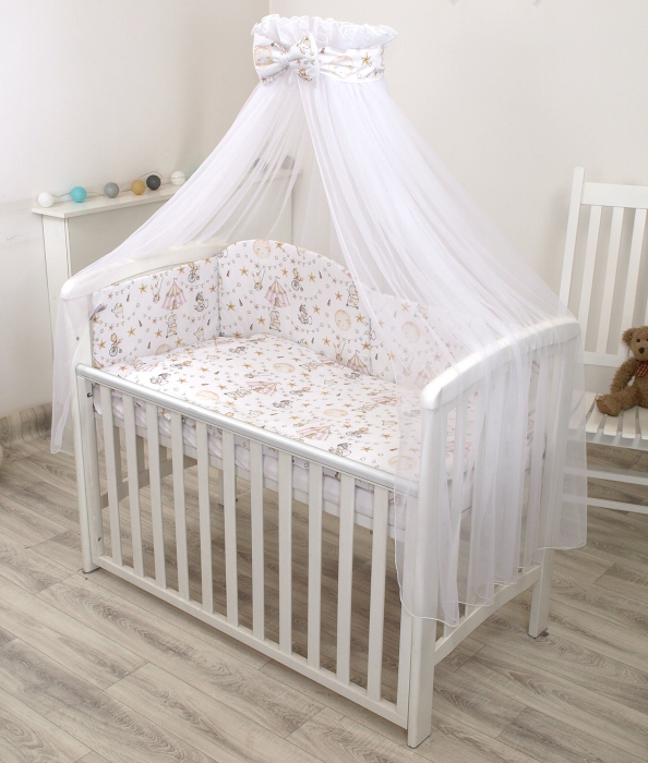 Baldachin din tul, Funda din bumbac, imprimeu lenjerie Circ Roz, Amy 300x160 cm, Suport de prindere inclus, 153h cm [2]