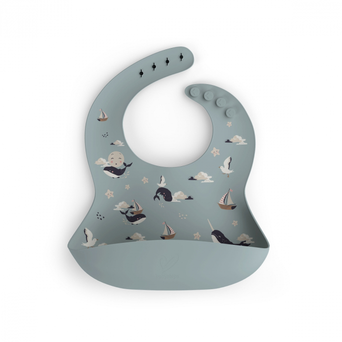 Bavetă din silicon cu buzunar, ajustabila, Magic Sea Animals [2]