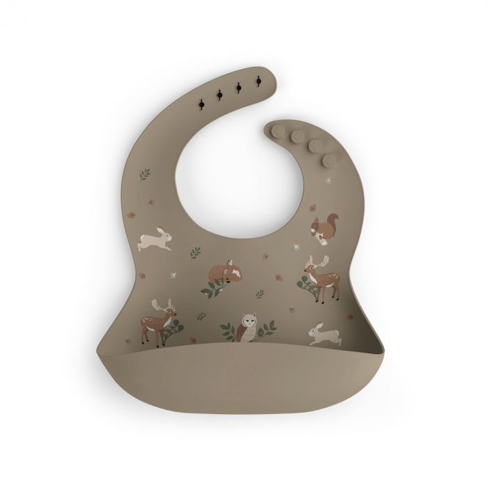 Bavetă din silicon cu buzunar, ajustabila, Animals Garden [2]