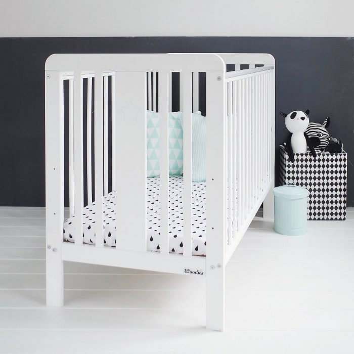 Patut din lemn pentru bebe, inaltime saltea reglabila, Star Baby Alb 120x60 cm [12]