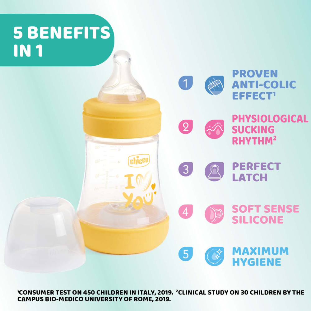 Biberon Chicco Perfect5 PP, tetina s., flux lent, 150ml, 0luni+ [9]