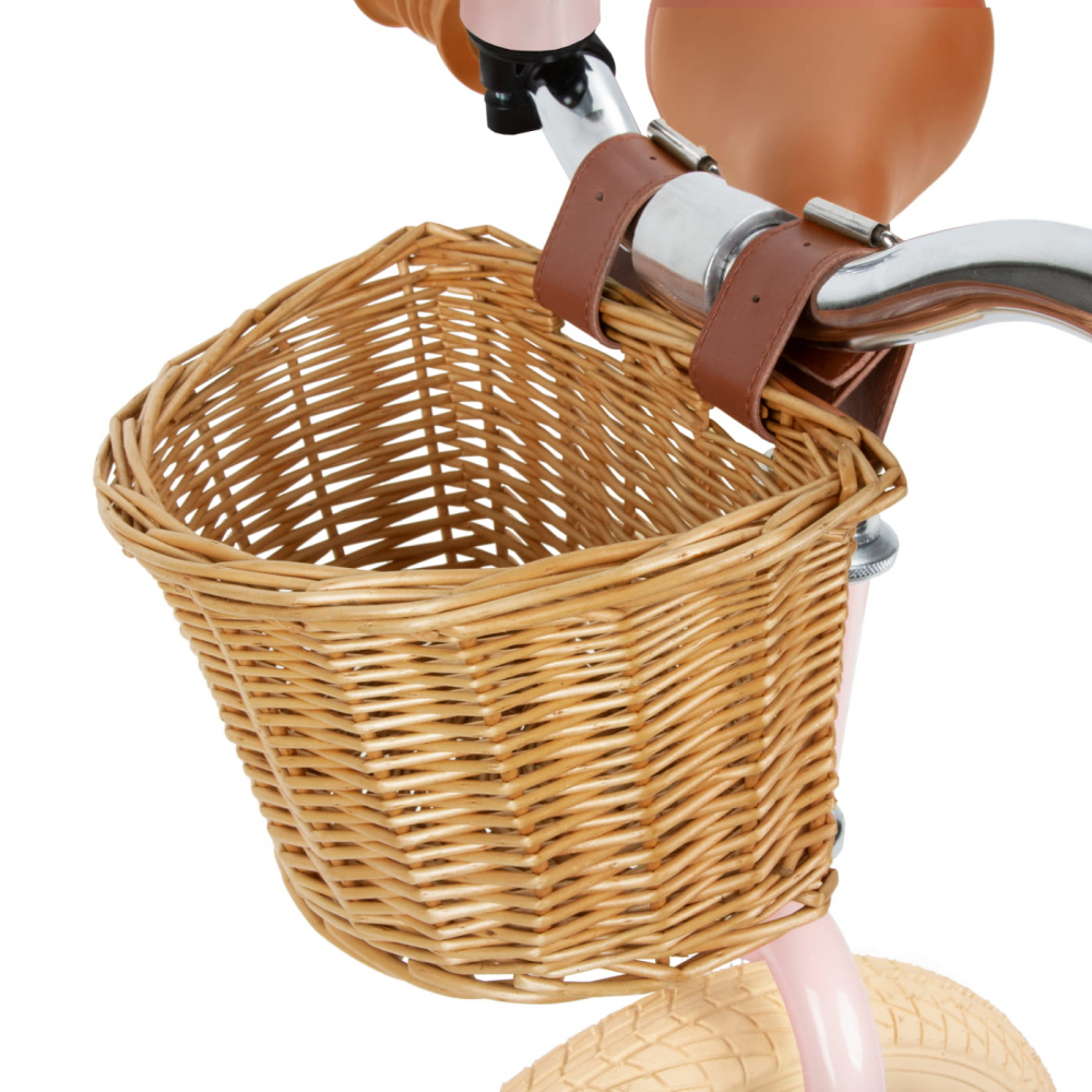 Bicicleta de echilibru fara pedale pentru copii, reglabila, roti de 12", sonerie si cos, 3 ani+, Retro Classy Pink, Kidwell [7]