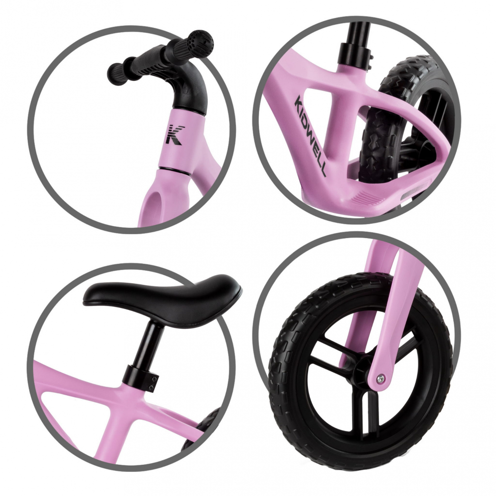 Bicicleta de echilibru fara pedale pentru copii, reglabila si roti Eva, ultra-usoara, Jogo Pink [6]