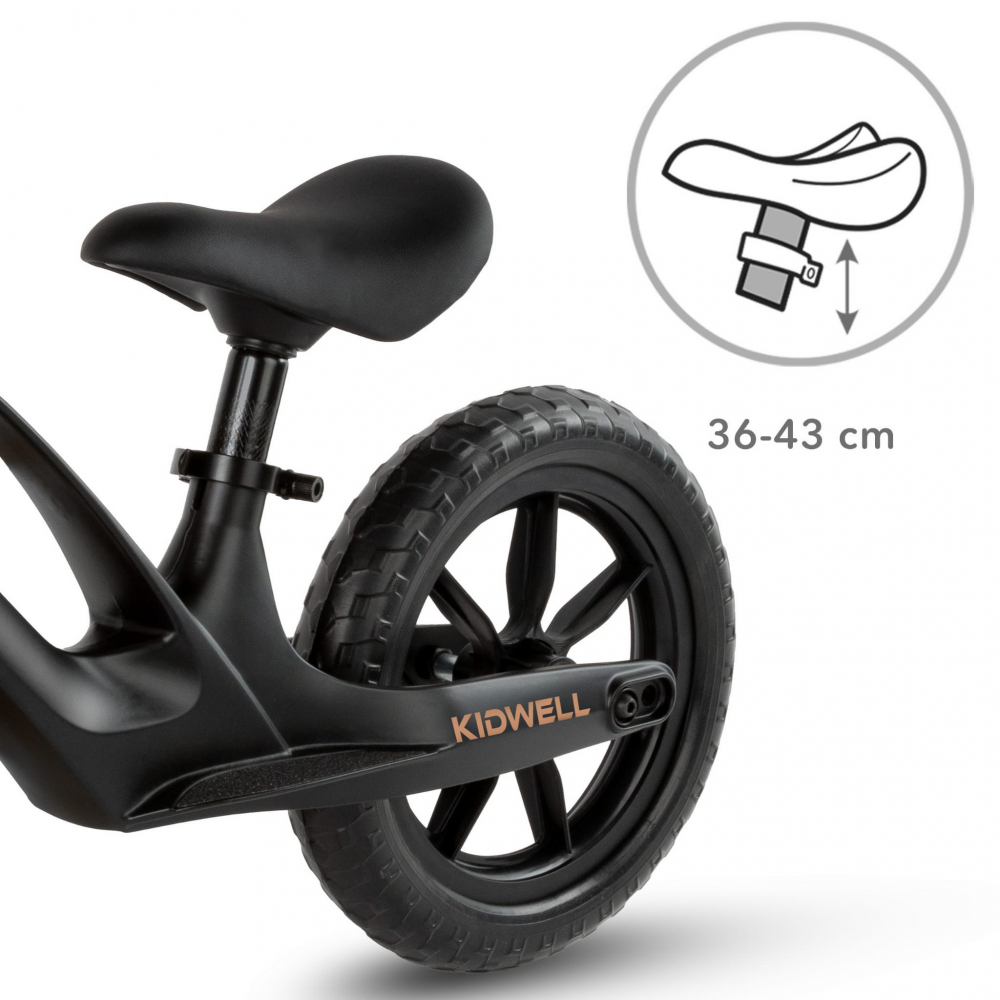 Bicicleta de echilibru fara pedale pentru copii, reglabila si roti Eva, ultra-usoara, Vito Black [8]