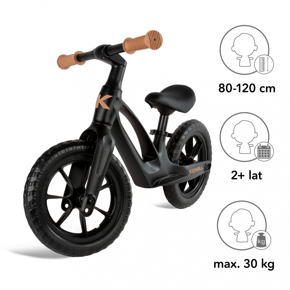 Bicicleta de echilibru fara pedale pentru copii, reglabila si roti Eva, ultra-usoara, Vito Black [7]