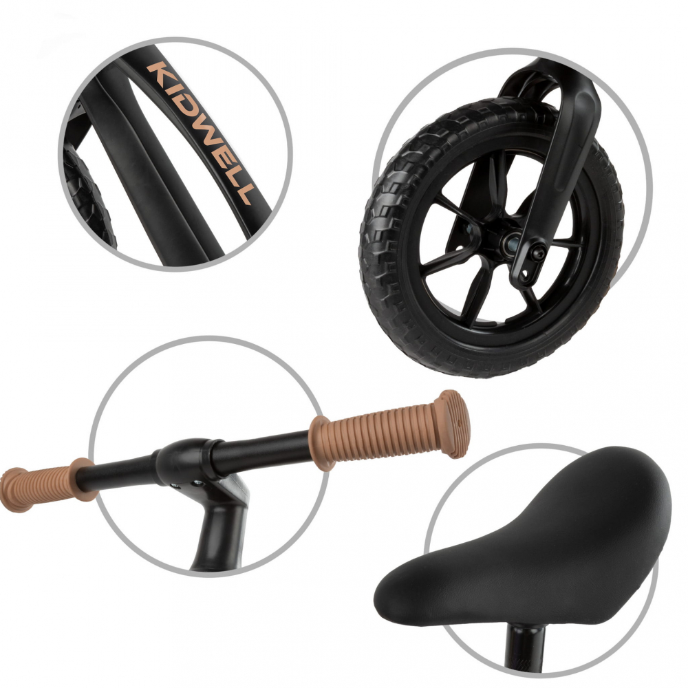 Bicicleta de echilibru fara pedale pentru copii, reglabila si roti Eva, ultra-usoara, Vito Black [6]