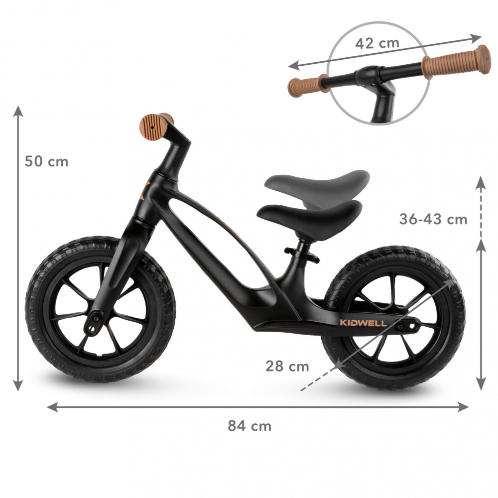Bicicleta de echilibru fara pedale pentru copii, reglabila si roti Eva, ultra-usoara, Vito Black [9]