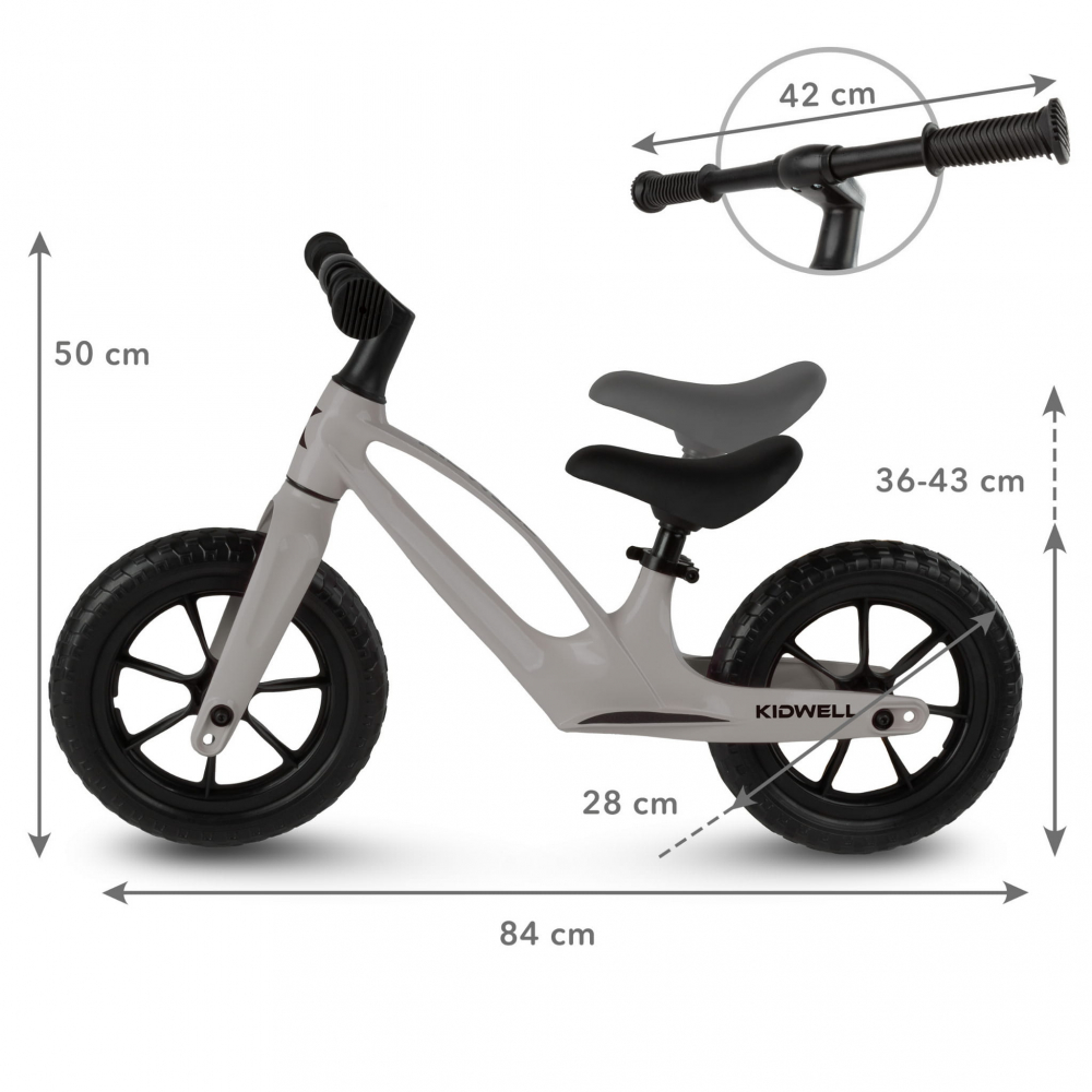 Bicicleta de echilibru fara pedale pentru copii, reglabila si roti Eva, ultra-usoara, Vito Taupe [6]